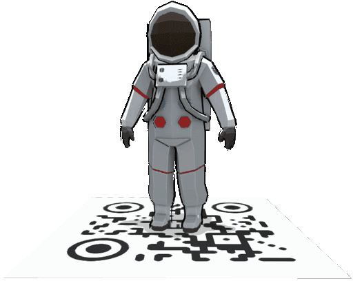 Image of a rubber duck 3d model floating over a QR code